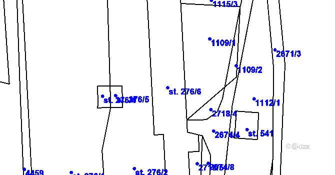 Parcela st. 276/6 v KÚ Kunčina, Katastrální mapa