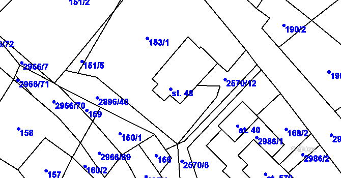 Parcela st. 48 v KÚ Kunčina, Katastrální mapa