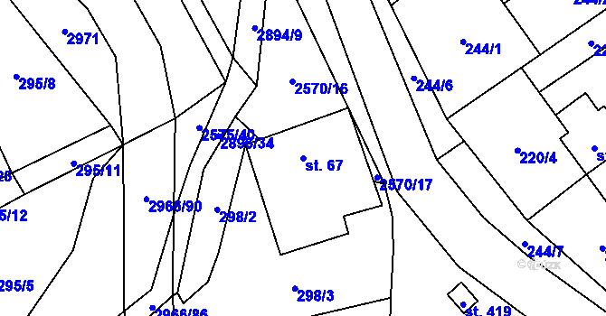 Parcela st. 67 v KÚ Kunčina, Katastrální mapa