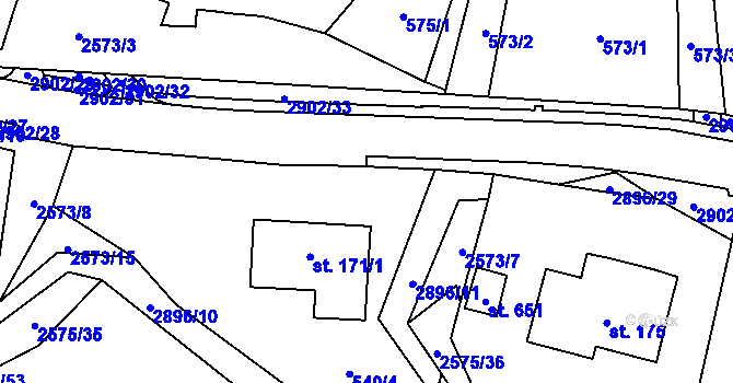 Parcela st. 171/3 v KÚ Kunčina, Katastrální mapa