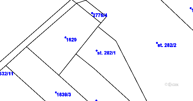 Parcela st. 282/1 v KÚ Kunčina, Katastrální mapa