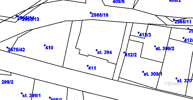 Parcela st. 294 v KÚ Kunčina, Katastrální mapa