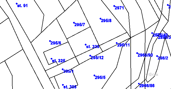 Parcela st. 326 v KÚ Kunčina, Katastrální mapa