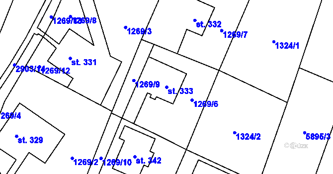 Parcela st. 333 v KÚ Kunčina, Katastrální mapa