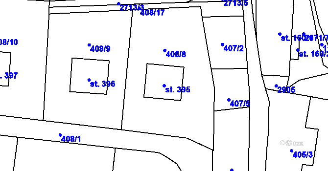 Parcela st. 395 v KÚ Kunčina, Katastrální mapa