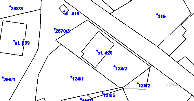 Parcela st. 420 v KÚ Kunčina, Katastrální mapa