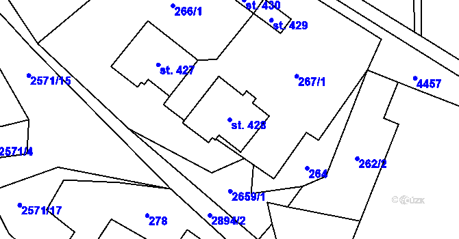 Parcela st. 428 v KÚ Kunčina, Katastrální mapa