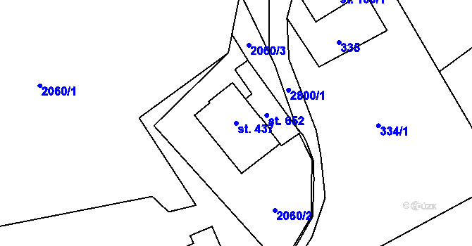 Parcela st. 437 v KÚ Kunčina, Katastrální mapa