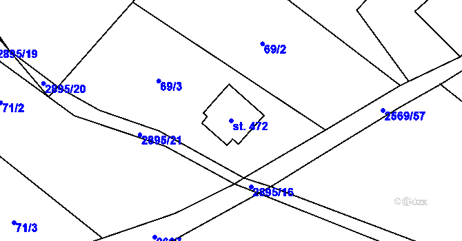Parcela st. 472 v KÚ Kunčina, Katastrální mapa