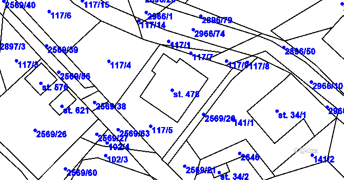 Parcela st. 478 v KÚ Kunčina, Katastrální mapa