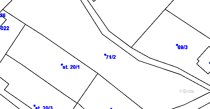 Parcela st. 71/2 v KÚ Kunčina, Katastrální mapa