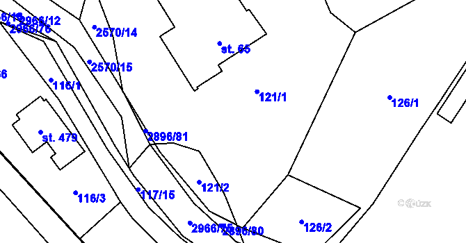 Parcela st. 121 v KÚ Kunčina, Katastrální mapa