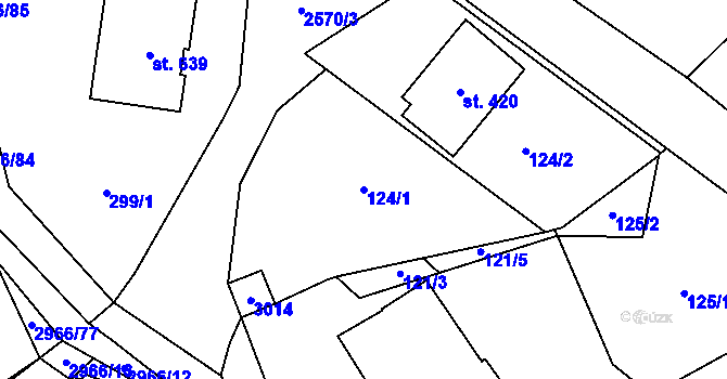Parcela st. 124/1 v KÚ Kunčina, Katastrální mapa