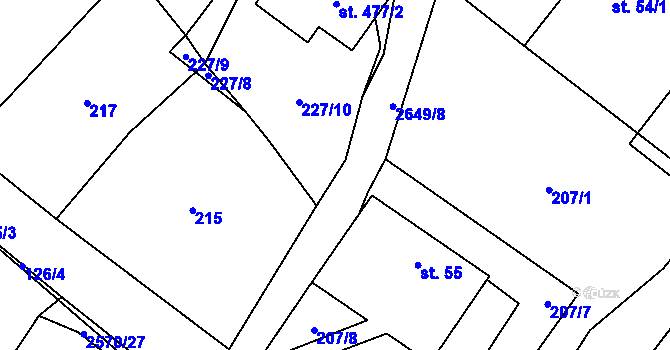 Parcela st. 227/5 v KÚ Kunčina, Katastrální mapa