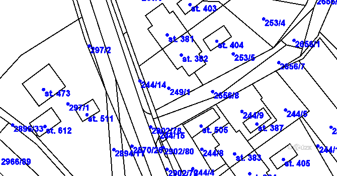 Parcela st. 249/1 v KÚ Kunčina, Katastrální mapa