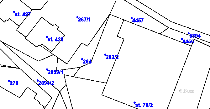 Parcela st. 262/2 v KÚ Kunčina, Katastrální mapa