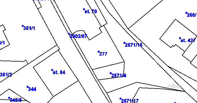 Parcela st. 277 v KÚ Kunčina, Katastrální mapa