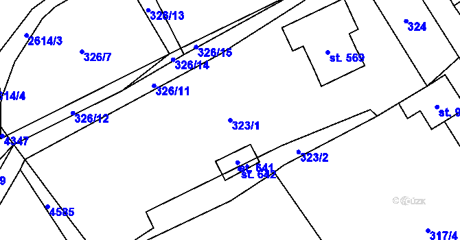 Parcela st. 323/1 v KÚ Kunčina, Katastrální mapa