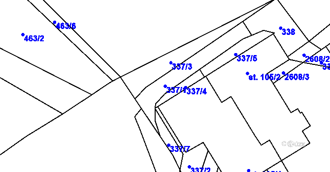 Parcela st. 337/1 v KÚ Kunčina, Katastrální mapa