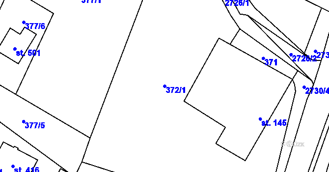 Parcela st. 372/1 v KÚ Kunčina, Katastrální mapa