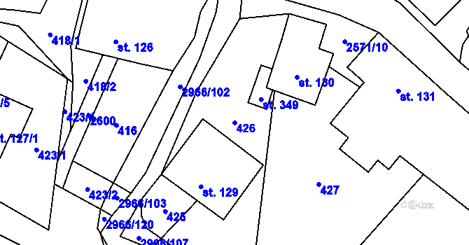 Parcela st. 426 v KÚ Kunčina, Katastrální mapa
