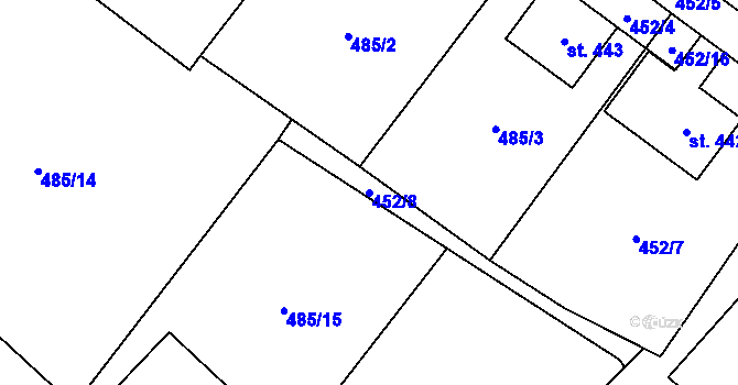 Parcela st. 452/8 v KÚ Kunčina, Katastrální mapa