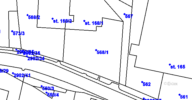 Parcela st. 568/1 v KÚ Kunčina, Katastrální mapa