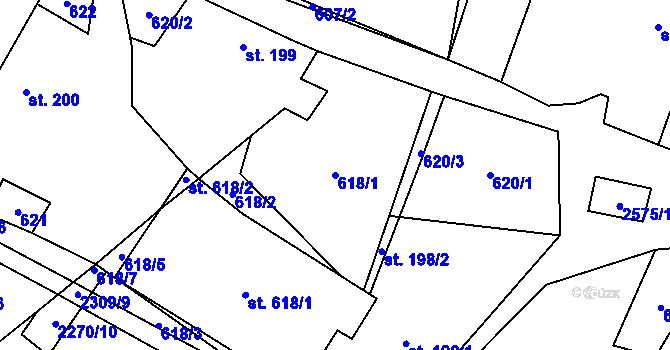 Parcela st. 618/1 v KÚ Kunčina, Katastrální mapa