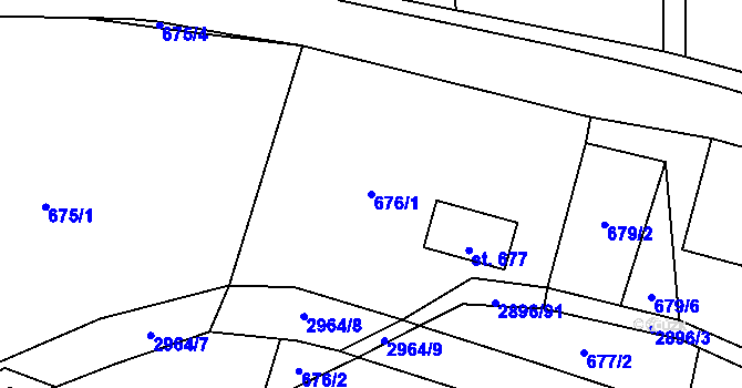 Parcela st. 676/1 v KÚ Kunčina, Katastrální mapa