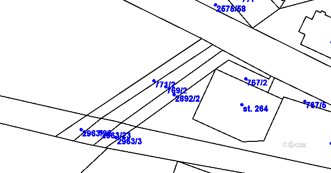 Parcela st. 769/2 v KÚ Kunčina, Katastrální mapa