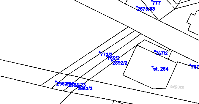 Parcela st. 771/2 v KÚ Kunčina, Katastrální mapa