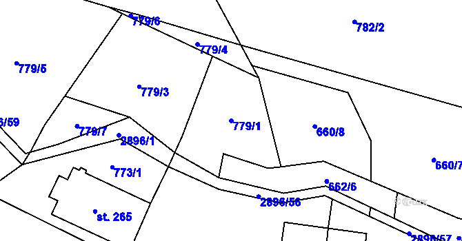 Parcela st. 779/1 v KÚ Kunčina, Katastrální mapa