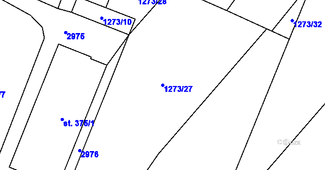 Parcela st. 1273/27 v KÚ Kunčina, Katastrální mapa