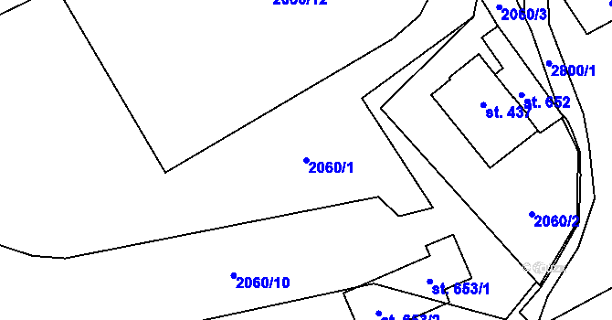 Parcela st. 2060/1 v KÚ Kunčina, Katastrální mapa