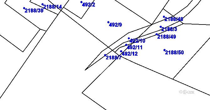 Parcela st. 2188/7 v KÚ Kunčina, Katastrální mapa