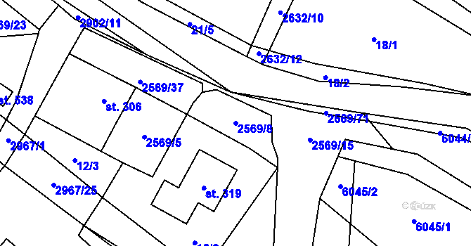 Parcela st. 2569/8 v KÚ Kunčina, Katastrální mapa