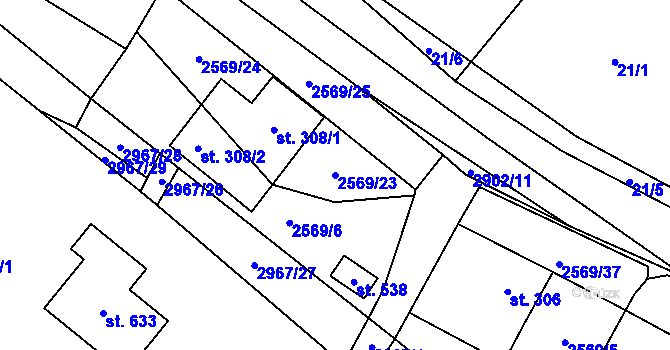 Parcela st. 2569/23 v KÚ Kunčina, Katastrální mapa