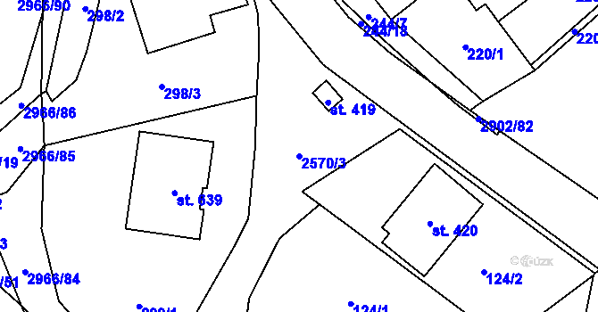 Parcela st. 2570/3 v KÚ Kunčina, Katastrální mapa