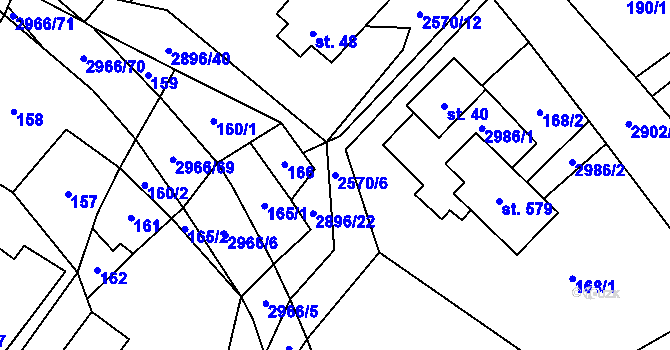 Parcela st. 2570/6 v KÚ Kunčina, Katastrální mapa