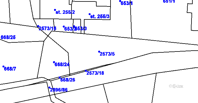 Parcela st. 2573/5 v KÚ Kunčina, Katastrální mapa
