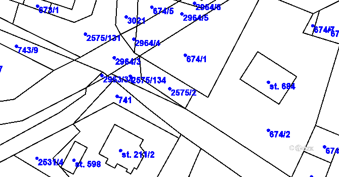 Parcela st. 2575/2 v KÚ Kunčina, Katastrální mapa