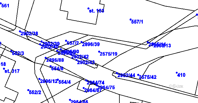 Parcela st. 2575/19 v KÚ Kunčina, Katastrální mapa