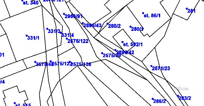 Parcela st. 2575/39 v KÚ Kunčina, Katastrální mapa