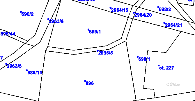 Parcela st. 2896/5 v KÚ Kunčina, Katastrální mapa
