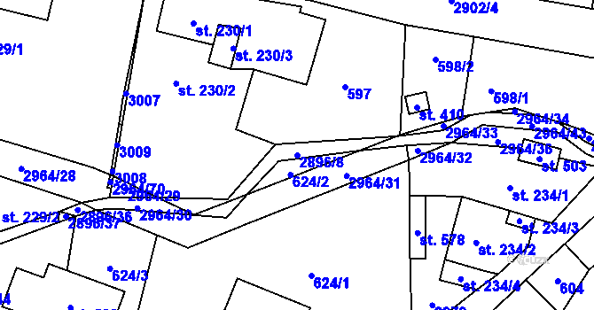 Parcela st. 2896/8 v KÚ Kunčina, Katastrální mapa