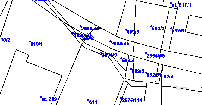 Parcela st. 2896/9 v KÚ Kunčina, Katastrální mapa