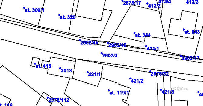 Parcela st. 2902/3 v KÚ Kunčina, Katastrální mapa
