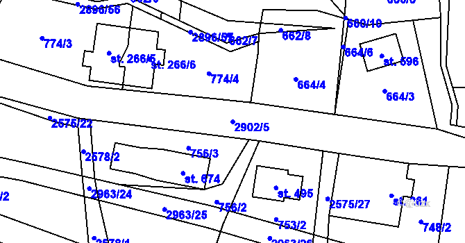 Parcela st. 2902/5 v KÚ Kunčina, Katastrální mapa