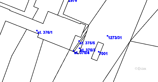 Parcela st. 375/5 v KÚ Kunčina, Katastrální mapa