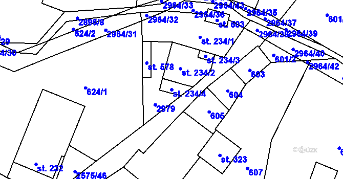 Parcela st. 234/4 v KÚ Kunčina, Katastrální mapa